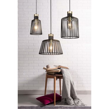 Searchlight Bird Cage - hanglamp - 22,5 x 22 x 164 cm - mat zwart