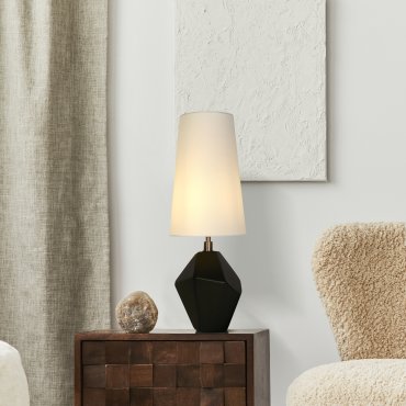 Searchlight Apex - tafellamp - Ø 20 x 56 cm - zwart e wit