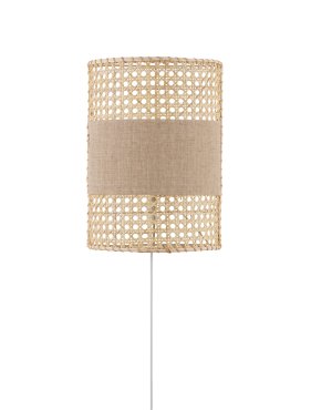 Nova Luce Lum - wandlamp - 20,5 x 29 x 11 cm - natuurlijk rotan, bruin en wit