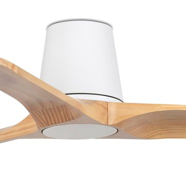 Faro Heywood Tub S - plafondventilator - Ø 90 cm - mat wit en pino