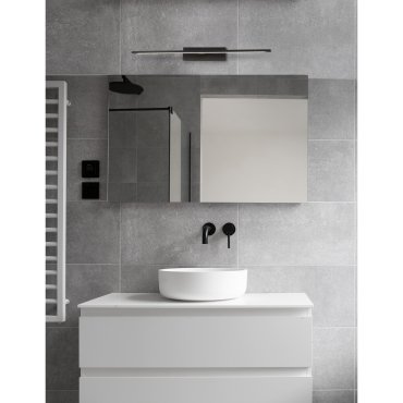 Nova Luce Mondrian - spiegellamp - 62 x 14 x 6 cm - 20W LED incl. - IP44 - zand zwart