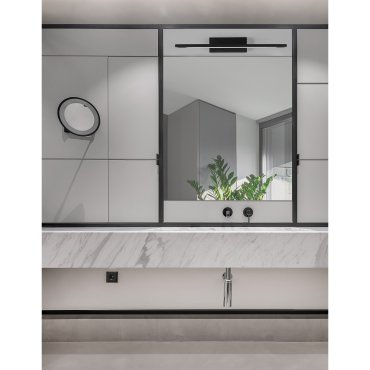 Nova Luce Mondrian - spiegellamp - 41,5 x 14 x 6 cm - 12W LED incl. - IP44 - zand zwart