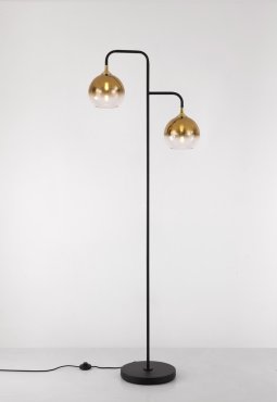 Artdelight Dajano - vloerlamp 2L - 30 x 45 x 175 cm - zwart met goud