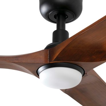 Faro Heywood L - plafondventilator met licht - Ø 132 cm - mat zwart en donker walnoot