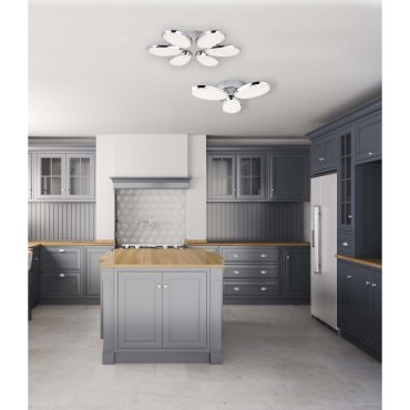 Searchlight Lori - plafondverlichting - Ø 52 x 9 cm - 48W dimbare LED incl. - chroom en wit