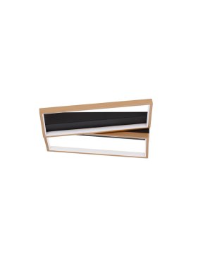 Nova Luce Elize - plafondlamp - 43,2 x 35 x 8 cm - 28W dimbare LED incl. - zwart en goud