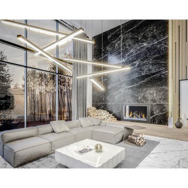 Maxlight Trio - hanglamp - 10 x 3,6 x 150 cm - 3 x 12W dimbare LED incl. - zwart
