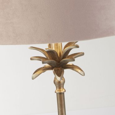 Searchlight Palm - tafellamp - Ø 38 x 65 cm - antiek nikkel en roze