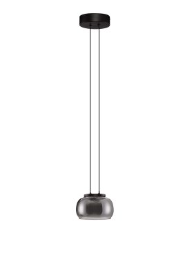 Nova Luce Bios - hanglamp - Ø 18 x 166 cm - 9W dimbare LED incl. - mat zwart en rokerig grijs