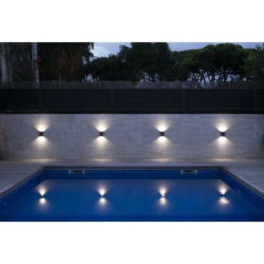 Faro Ling - wandverlichting - 9,2 x 7,1 x 15,7 cm - 6W LED incl. - IP54 - donkergrijs