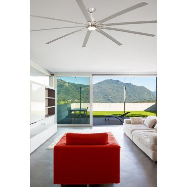Faro Manhattan - plafondventilator met licht en afstandsbediening - Ø 244 cm - 16W dimbare LED incl. - satijn nikkel
