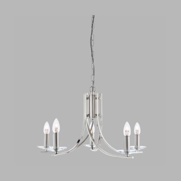 Searchlight Ascona - luster - Ø 62 x 90 cm - satijn zilver