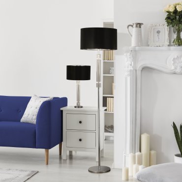 Searchlight Table - tafellamp - Ø 35 x 62 cm - zwart en chroom