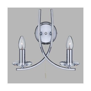 Searchlight Ascona - wandverlichting met trekschakelaar - 30 x 29 cm - chroom