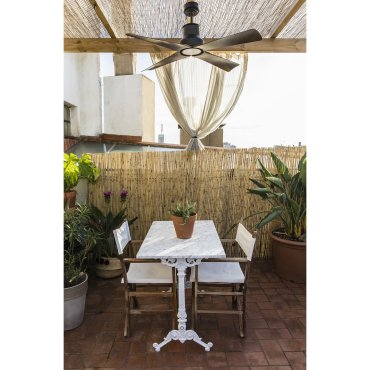 Faro Winche - plafondventilator met afstandsbediening - Ø 127 cm - IP44 - zwart en donkerbruin