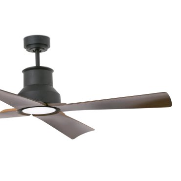 Faro Winche - plafondventilator met licht en afstandsbediening - Ø 127 cm - 16W LED incl. - IP44 - zwart en donkerbruin