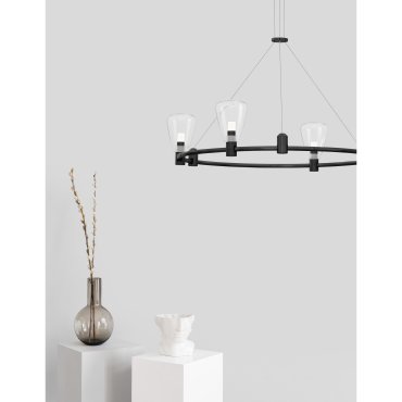 Nova Luce Dion - magnetische cirkelvormige structuur - Ø 60 x 120 cm - 60W LED incl. - zandzwart