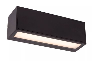 Lucide Sutton - buiten wandlamp met dag- nachtsensor op zonne-energie - 25,8 x 8,6 x 8,6 cm - 2W dimbare LED incl. - IP54 - zwart