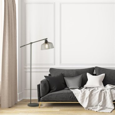 Searchlight Canterbury - vloerlamp - 82 x 164 cm - grijs en transparant