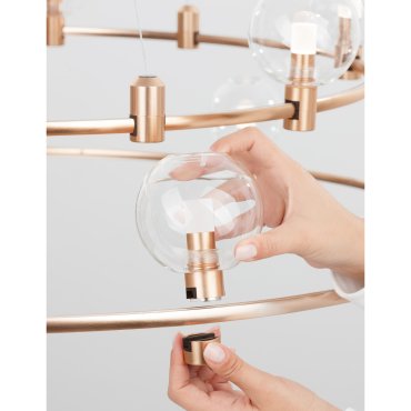 Nova Luce Dion - magnetische cirkelvormige structuur - Ø 80 x 150 cm - geschikt tot maximum 200W LED - satijn goud