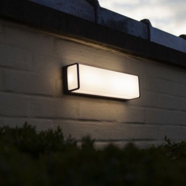 Lutec Doblo - buiten wandverlichting - 35 x 8 x 10 cm - 34W LED incl. -  IP54 - donkergrijs