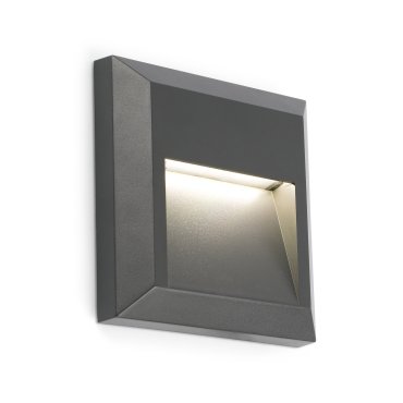 Faro Grant - wandverlichting - 12,5 x 2,5 x 12,5 cm - 1W LED incl. - IP65 - donkergrijs