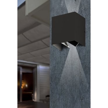 Faro Olan - wandverlichting - 14,5 x 14 x 10,5 cm - 6W LED incl. - IP65 - donkergrijs