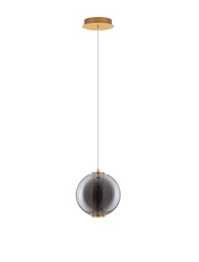 Nova Luce Navi - hanglamp - Ø 22 x 200 cm - 8W LED incl. - messing goud en rookgrijs