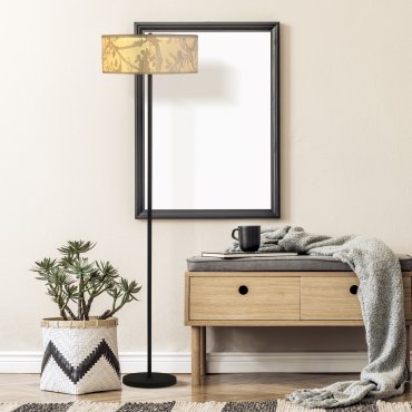 Searchlight Isla - vloerlamp - Ø 40 x 160 cm - bruin en zwart