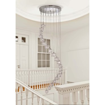 Searchlight Ice Cube - hanglamp - Ø 45 x 300 cm - chroom