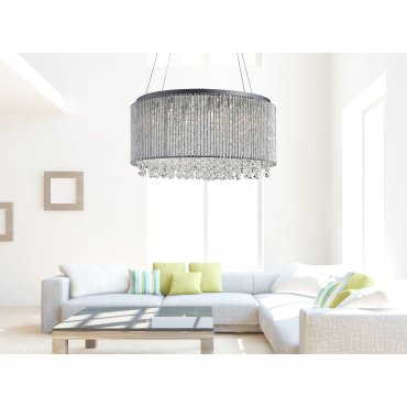 Searchlight Beatty - hanglamp - Ø 41 x 142 cm - chroom en transparant