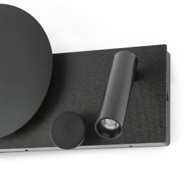 Faro Klee Rechts - wandverlichting met leeslampje - 27 x 3 x 16 cm - 10W+3W dimbare LED incl. - getextureerd zwart