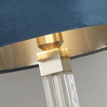 Searchlight Scarborough - tafellamp - Ø 38 x 67 cm - satijn nikkel, zilver en blauwgroen