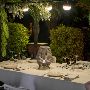 New Garden Conta 30 - buiten vloerlamp/ tafellamp met oplaadbare lichtbron en afstandsbediening - 9W LED incl. - Ø 25,5 x 32,5 cm - IP54 - grijs