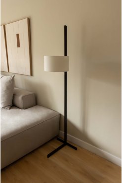 Faro Stand Up - vloerlamp - 40 x 175 x 40 cm - mat zwart en linnen