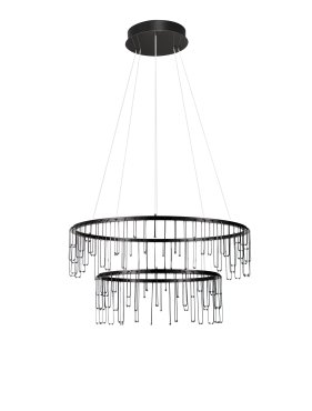 Nova Luce Stellar - hanglamp - Ø 65 x 150 cm - 41W dimbare LED incl. - zwart chroom