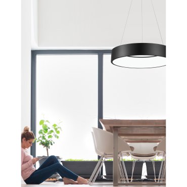 Nova Luce Rando - hanglamp - Ø 60 x 120 cm - 42W LED incl. - zwart