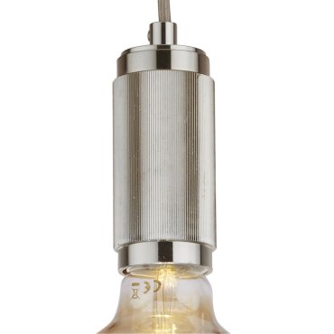 Searchlight - hanglamp - Ø 10 x 300 cm - satijn zilver en zwart