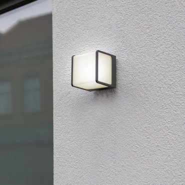 Lutec Doblo - buiten wandverlichting - 11 x 10 x 11 cm - 14,5W LED incl. - IP54 - houtskool grijs