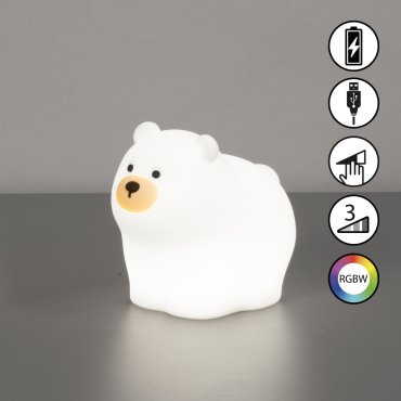 Fischer &amp; Honsel Knut - nachtlampje - 12 x 9 x 11 cm - 0,4W RGBW LED incl. - wit