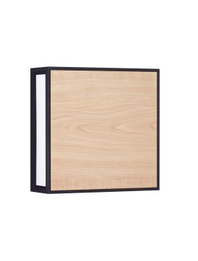 Nova Luce Astral - buiten wand- en plafondlamp - 22 x 22 x 8,7 cm - 16W LED incl. - IP65 - donker antraciet en hout