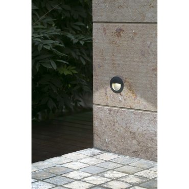 Faro Mini Racing - inbouw wandverlichting - Ø 8 x 5 cm - 1W LED incl. - IP44 - donkergrijs
