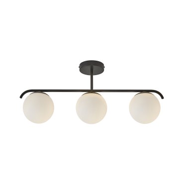 Nordlux Grant - plafondverlichting - 69,3 x 14,5 x 29,23 cm - zwart en opaal wit