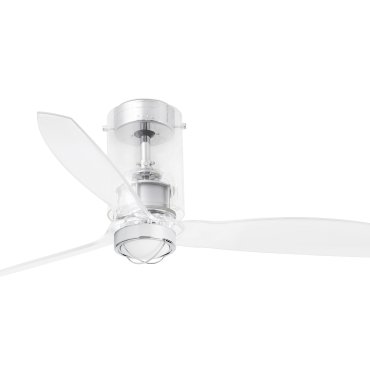 Faro Mini Tube - plafondventilator met licht en afstandsbediening - Ø 128 cm - 17W LED incl. - chroom en transparant