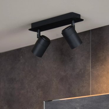 Lucide Lennert - opbouwspot 2L - 28 x 7 x 12,5 cm - 2 x 5W dimbare LED incl. - IP44 - zwart