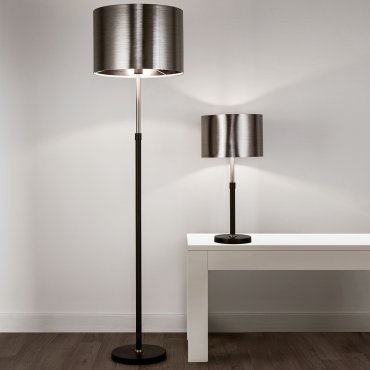 Searchlight Table - tafellamp - Ø 30 x 61,5 cm - geborsteld zwart chroom