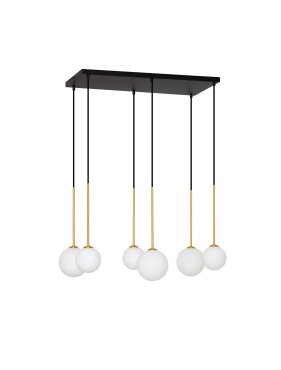 Nova Luce Savoy - hanglamp - 77 x 163 x 34 cm - satijn goud, mat zwart en wit opaal
