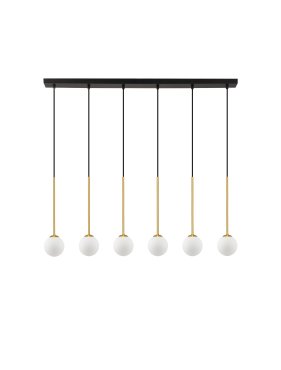 Nova Luce Savoy - hanglamp - 100 x 160 x 11 cm - satijn goud, mat zwart en wit opaal