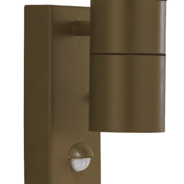 Searchlight Metro - buiten wandlamp met PIR-sensor - 7 x 21 cm -IP44 - rustiek bruin