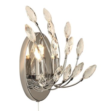 Searchlight Peacock - wandverlichting met trekschakelaar - 14 x 24 cm - chroom